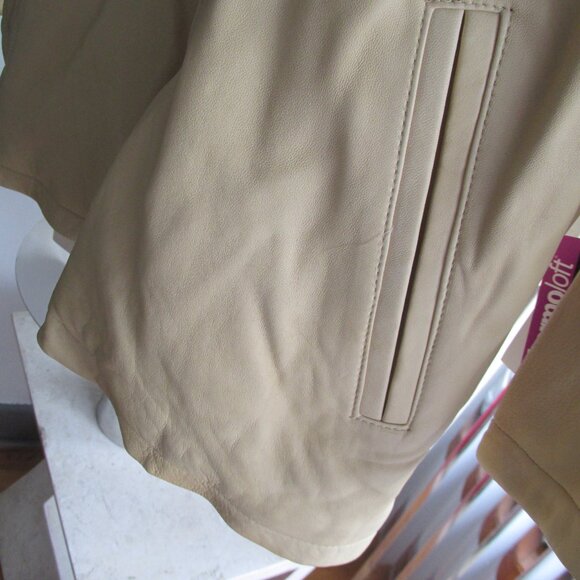Vintage Andrew Marc Leather Coyote Fur Hood Jacket S/p Banana/Beige ~New~ - Picture 3 of 11